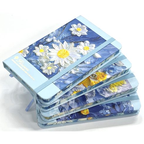 28 - Notesz gumis A6 Blue Flower - 5702-26
