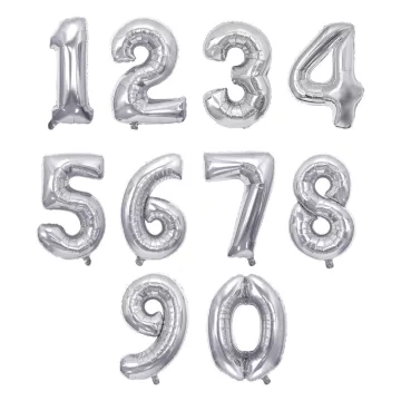 32- Party szám alakú lufi ezüst, 100 cm