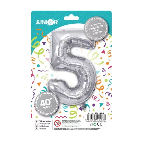 32- Party szám alakú lufi ezüst, 100 cm
