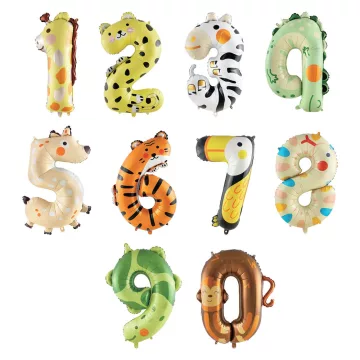 32- Party szám alakú lufi állatos, 100 cm