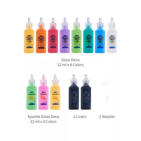 28- Üvegfesték szett Amos 13 x 22 ml - GD22P13WM