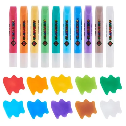 R- Üvegfesték szett Amos 10 x 10,5 ml Dínó + 12 sablon