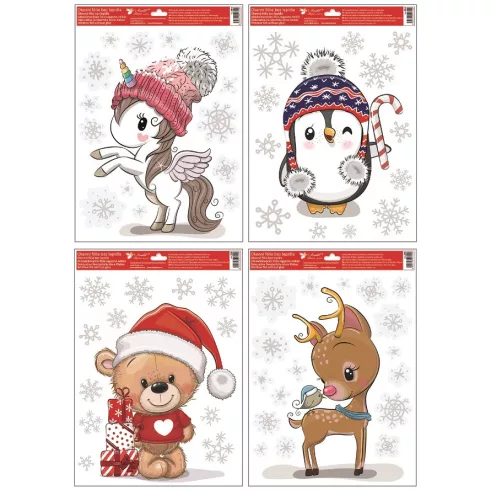 36- Karácsonyi ablakmatrica Glitteres 30 x 42 cm 4 mintával - 285