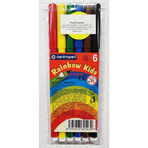 21- Filc Centropen Rainbow Kids 6 darabos műanyag bliszteren - 7550