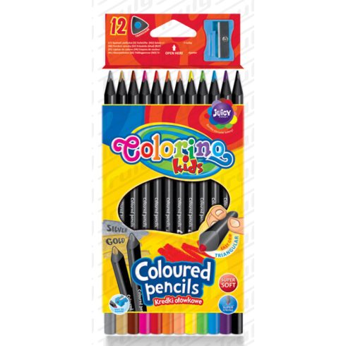 27- Colorino színes ceruza 12 darabos háromszög fekete fa 55796