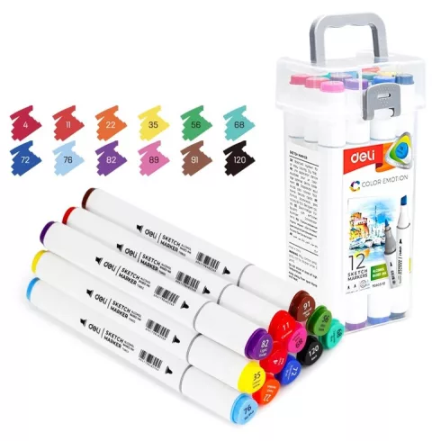 14- Sketch marker Deli kétvégű 12 darabos - 70803-12