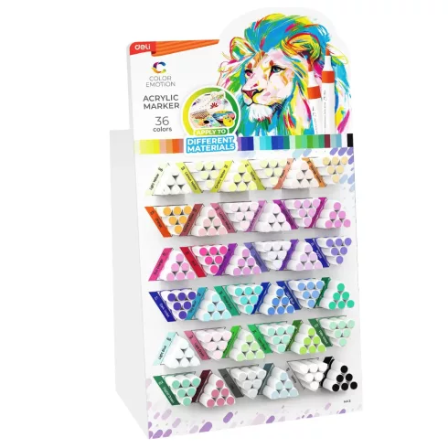 Sketch marker Deli 360 darabos display + AJÁNDÉK akril marker display (216 darab)