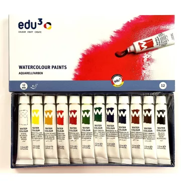 26- Akvarellfesték tubusos Edu3, 12 x 12 ml. - 4111212