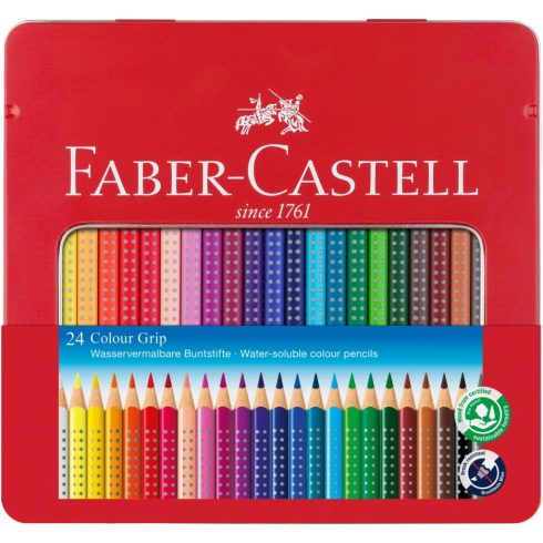 18- Színes ceruza Faber-Castell Grip 24 darabos fém dobozban