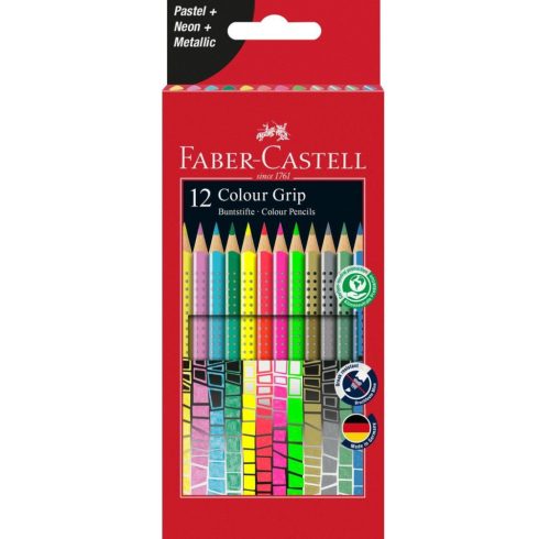 18- Színes ceruza Faber-Castell 12 darabos Grip neon + metál - 201569