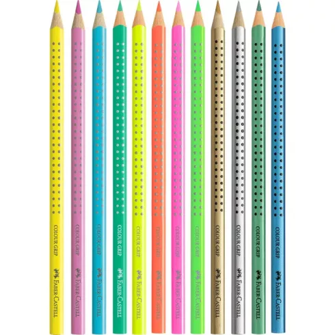 18- Színes ceruza Faber-Castell 12 darabos Grip neon + metál - 201569