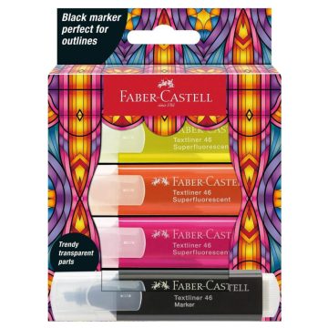   17- Szövegkiemelő Faber-Castell 4 darabos Glassy NEON - 254693