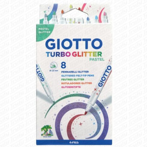 26- Giotto Turbo Glitter csillámos filctoll pasztell színekben, 8as
