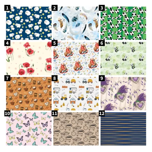 00- Csomagolópapír LUX 70x100 cm - 20 mintával