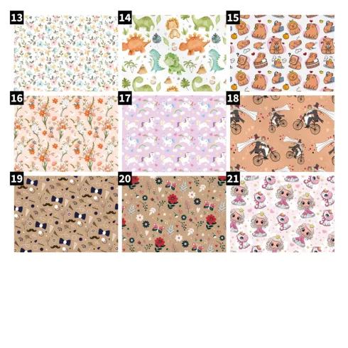 00- Csomagolópapír LUX 70x100 cm - 20 mintával