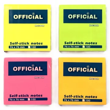   14- Öntapadós jegyzettömb Official 76x76, NEON - 4 színben