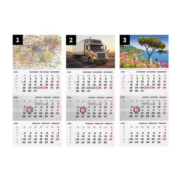   Speditőr naptár képes, háromtömbös T072 2026 - 3 mintával