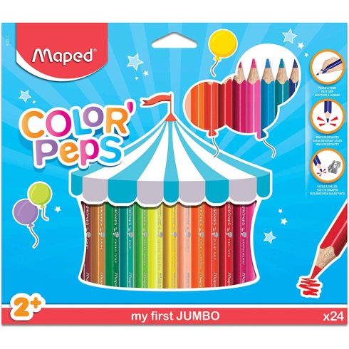 23- Színes ceruza Maped 24 darabos háromszögletű Jumbo - 834013