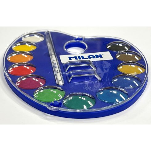 27 - Vízfesték Milan 12 darabos, palettán + ecset - 53412