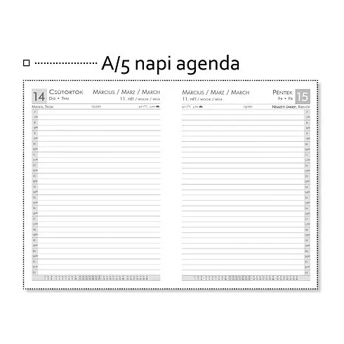 24- Napi agenda A5 varrott 2026 - 4 színben