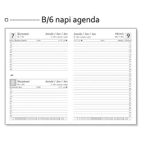 24- Napi agenda B6 varrott 2026 - 4 színben