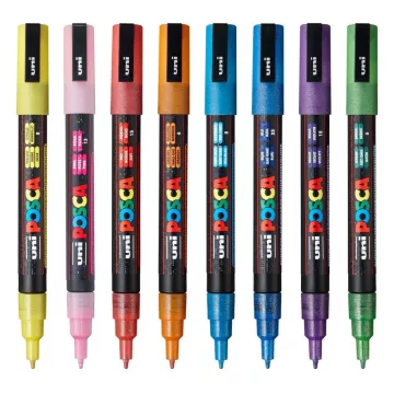 20- Dekormarker Uni Posca PC-3ML Glitter - 8 színben