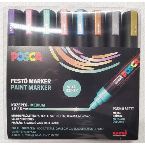 20- Dekormarker Uni Posca PC-5M METÁL 8 darabos