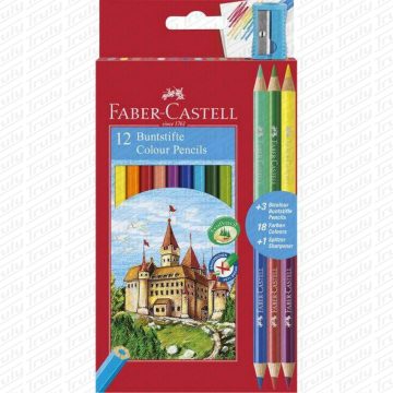   18- Faber Castell színes ceruza 12 darabos vármintás + 3 BiColor 110312