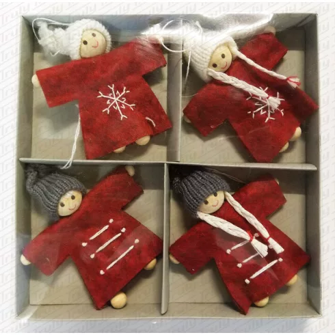 G- Karácsonyi filc baba akasztós 4 darabos 9,5 cm 058152