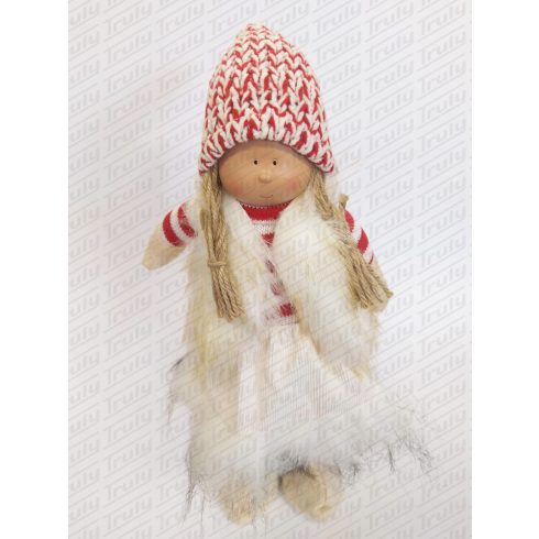 G- Karácsonyi textil lány álló 32cm - 454178