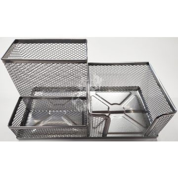   R- Mesh fémhálós asztali szett, háromrészes fekete & ezüst